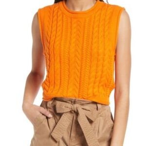 Vero Moda Bright Orange Cable Knit Muscle Tee